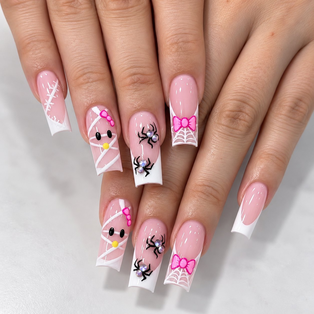 Halloween design with spiders & bows