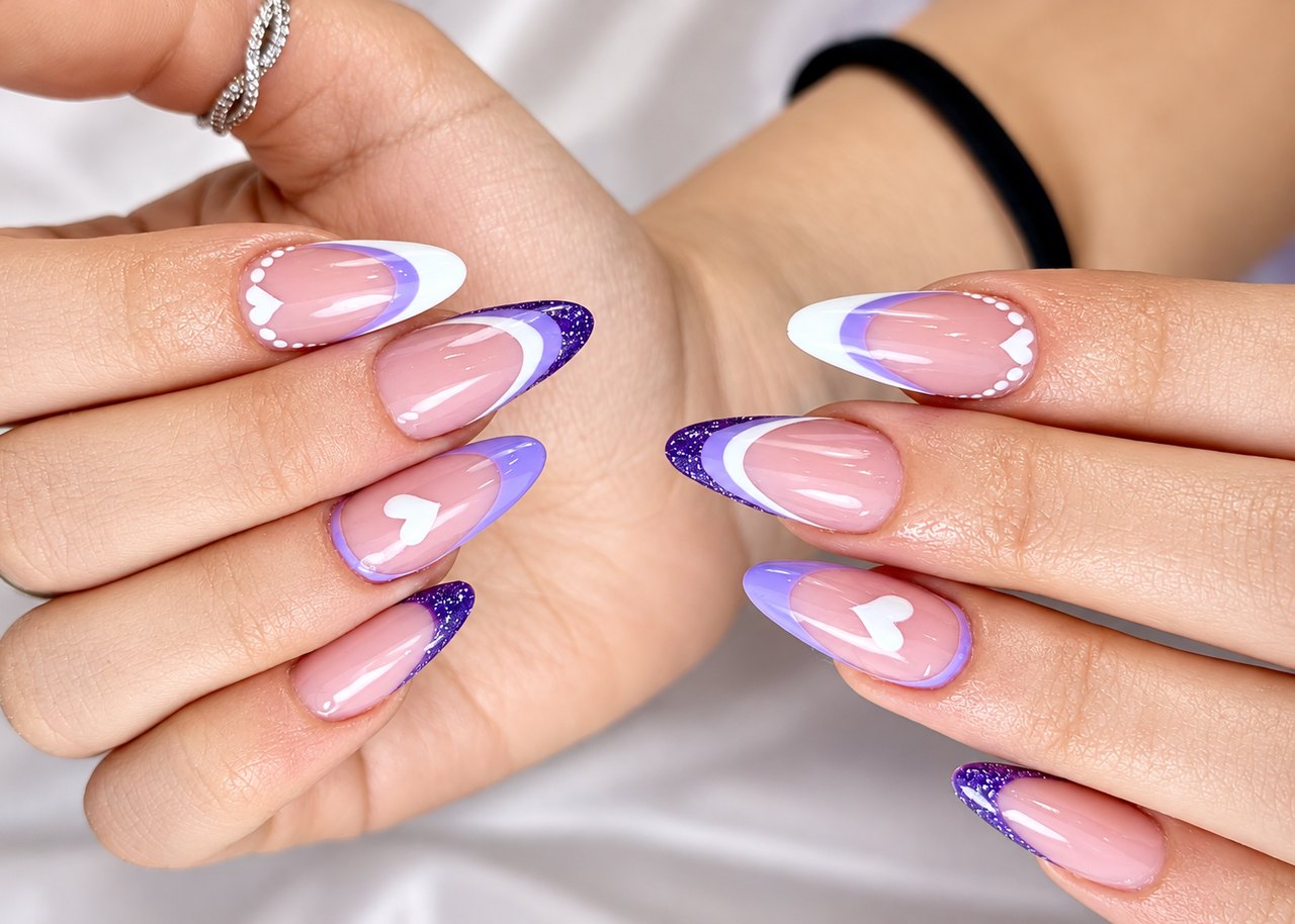 Lilac French with little hearts